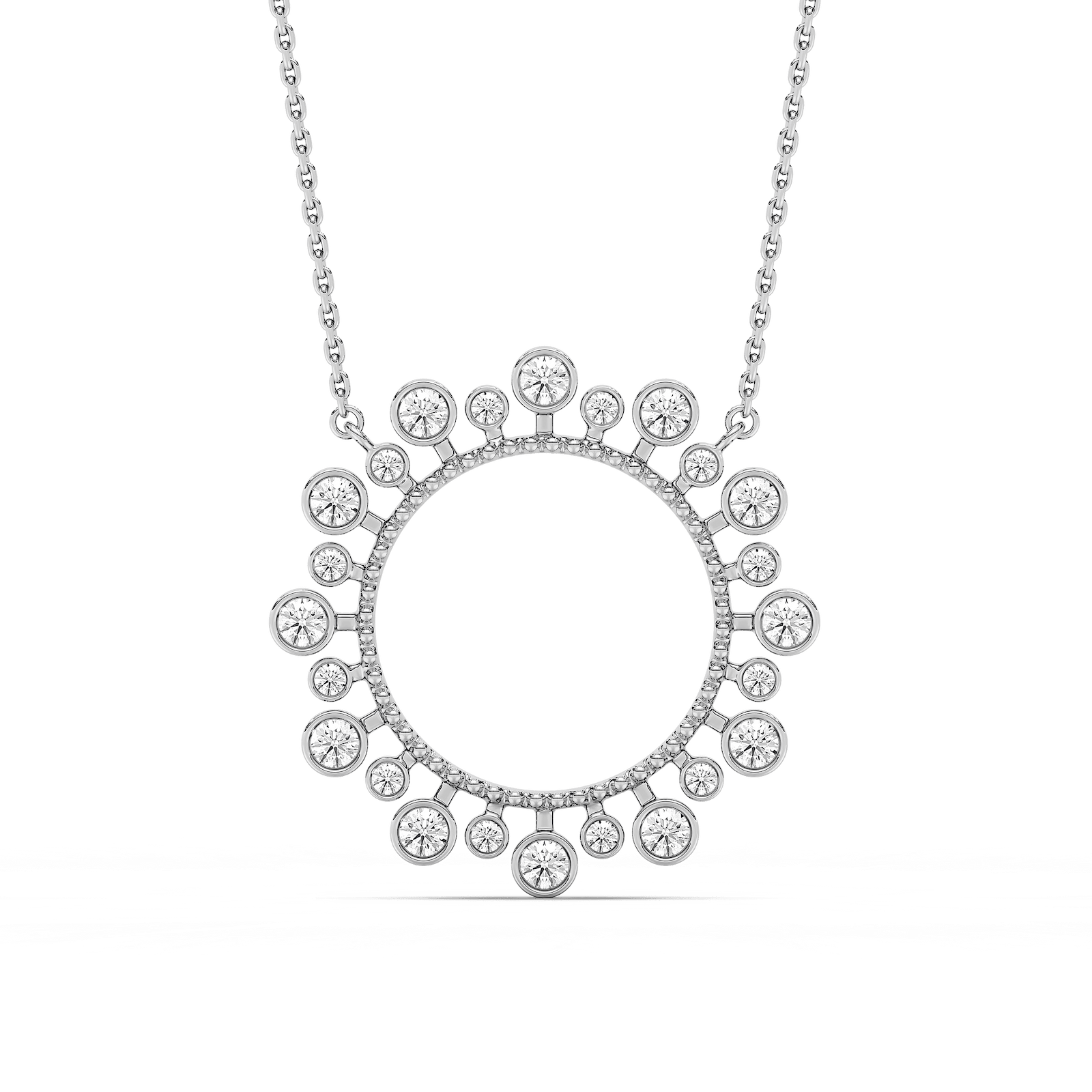 5/8 ctw Round Lab Grown Diamond Bezel Starburst Pendant  - 18 Inches
