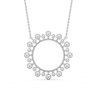 5/8 ctw Round Lab Grown Diamond Bezel Starburst Pendant  - 18 Inches