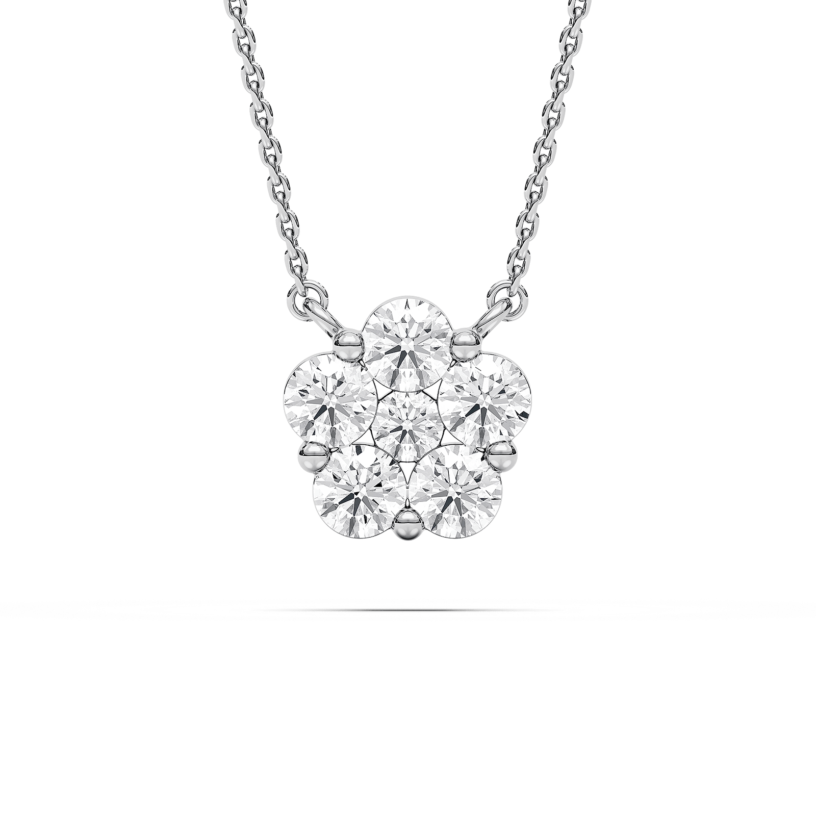 1 ctw Round Lab Grown Diamond Blooming Beauty Flower Pendant  - 18 Inches