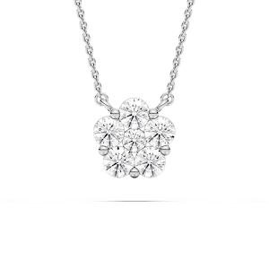 1 ctw Round Lab Grown Diamond Blooming Beauty Flower Pendant  - 18 Inches
