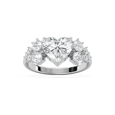 Rosemary 2 ¾ ctw Heart and Round Lab Grown Diamond Diamond Accent Side Stone Engagement Ring