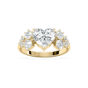 Rosemary 2 ¾ ctw Heart and Round Lab Grown Diamond Diamond Accent Side Stone Engagement Ring