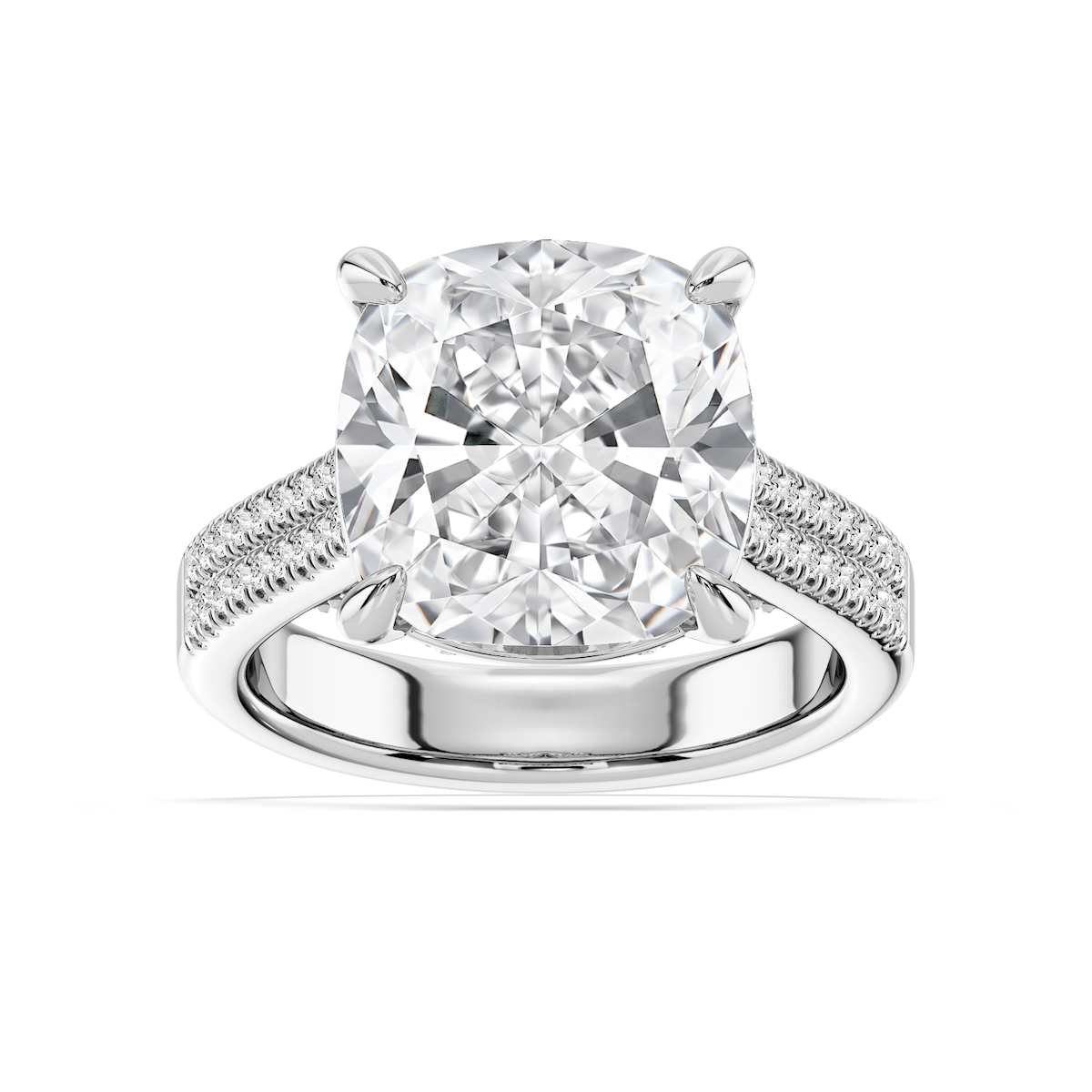 Brianna 10 ²⁄₅ ctw Cushion Lab Grown Diamond Double Row Side Stone Engagement Ring - Signature Collection