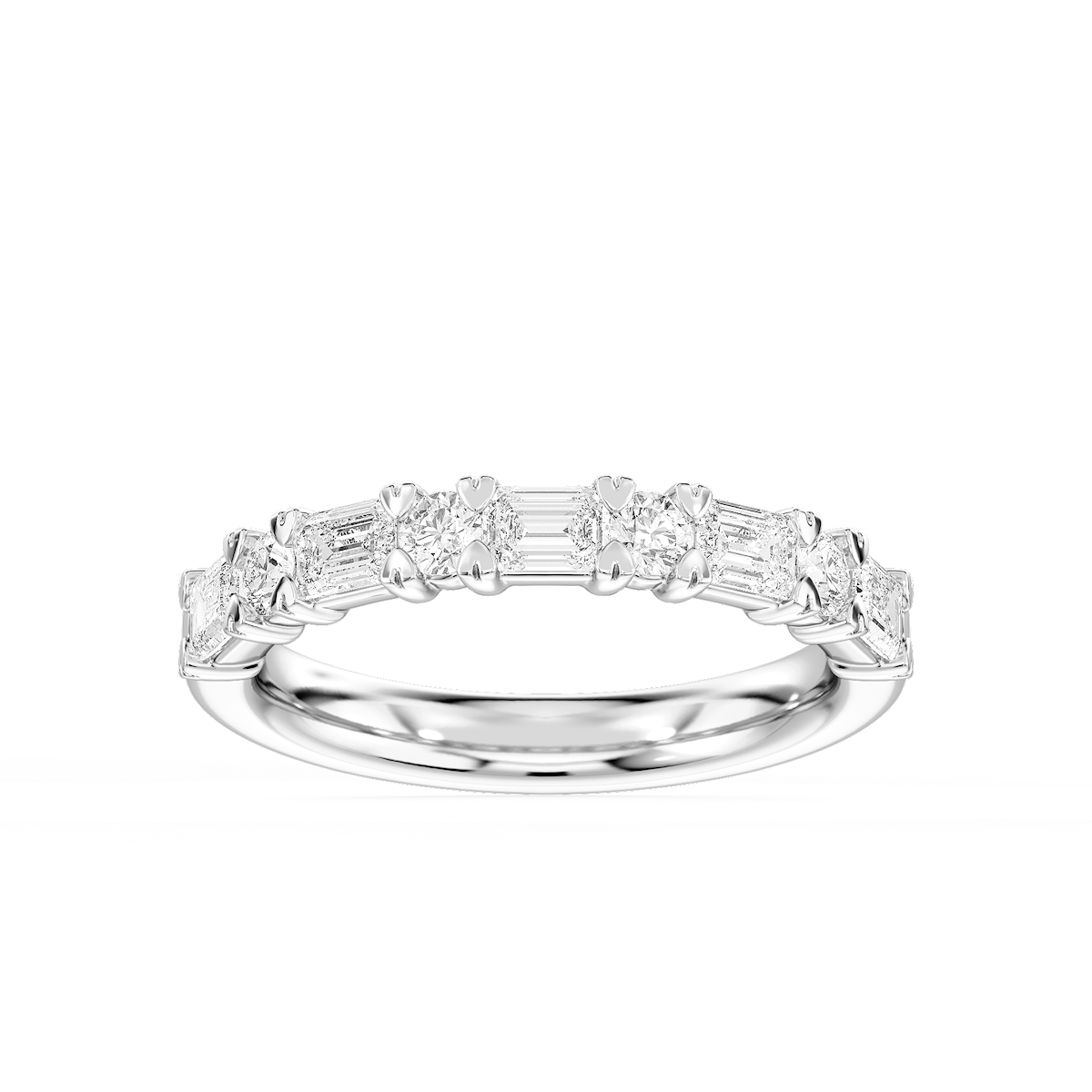 Brandy 1 ctw Lab Grown Diamond Round and Emerald Wedding Band