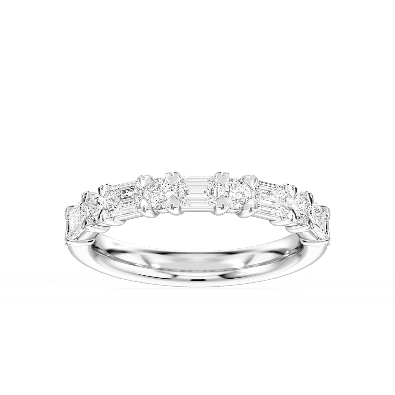 Brandy 1 ctw Lab Grown Diamond Round and Emerald Wedding Band