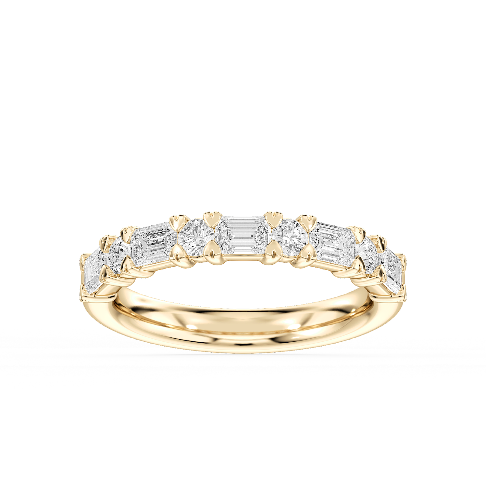 Brandy 1 ctw Lab Grown Diamond Round and Emerald Wedding Band