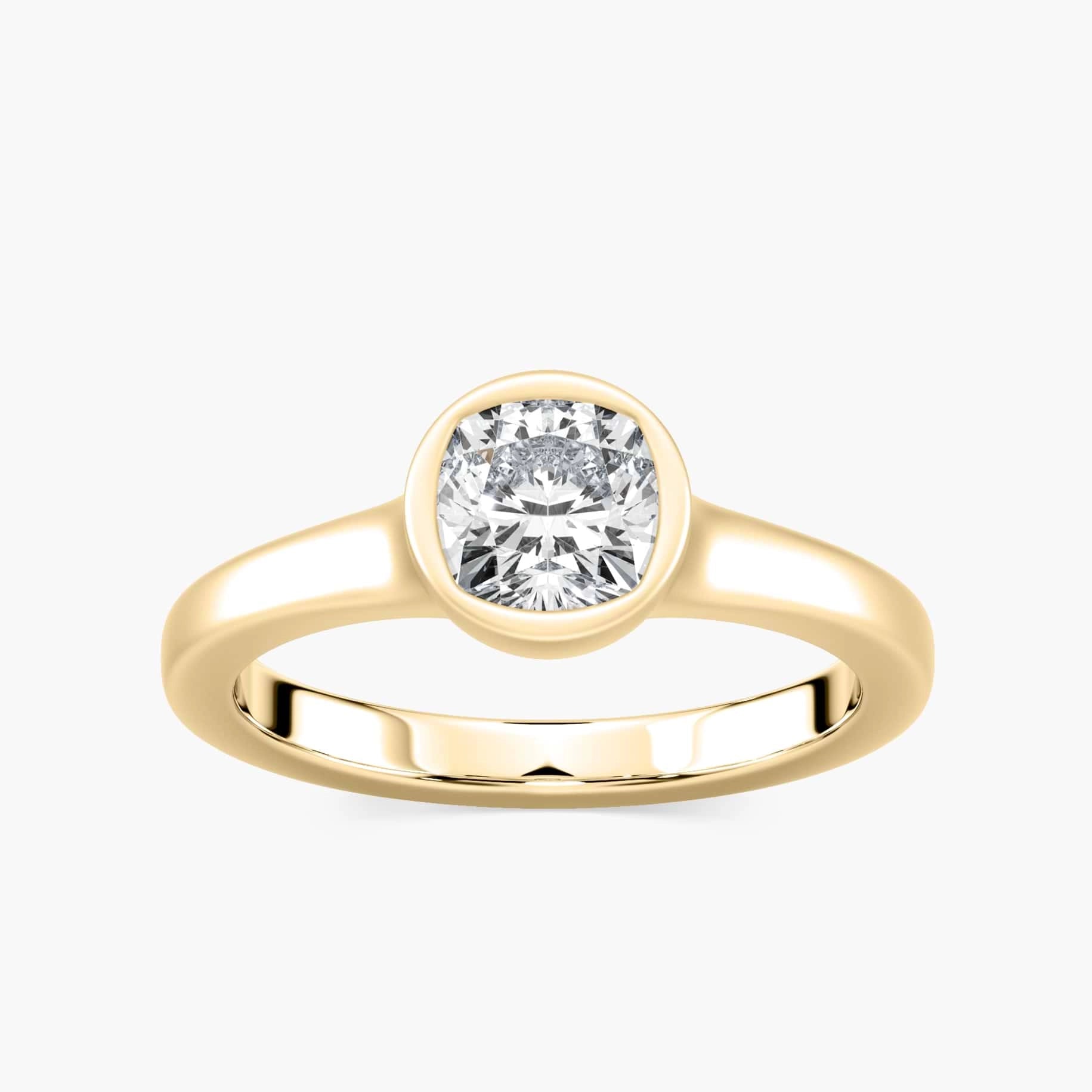 Brielle Cushion Lab Grown Diamond Satin Finish Bezel Set Artisan Solitaire Engagement Ring