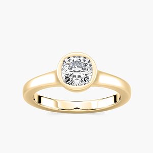 Brielle Cushion Lab Grown Diamond Satin Finish Bezel Set Artisan Solitaire Engagement Ring