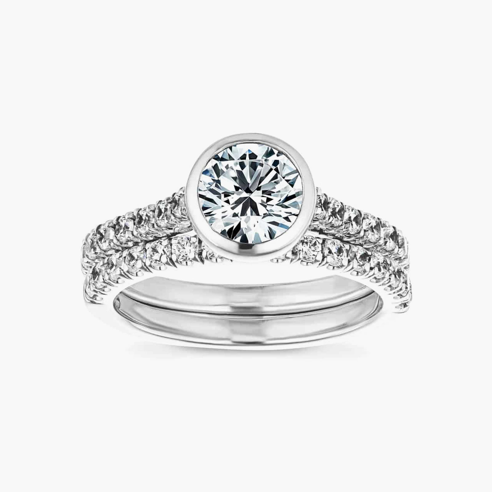 Sofia Lab Grown Diamond Bezel and Classic Prong Wedding Set