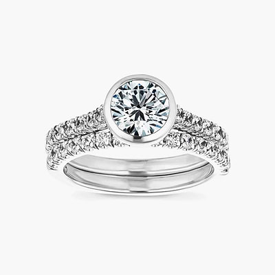 Sofia Lab Grown Diamond Bezel and Classic Prong Wedding Set