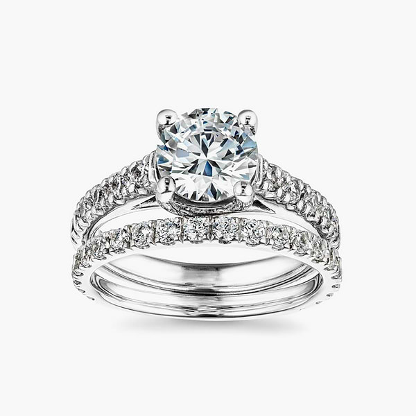 Meg Lab Grown Diamond Classic Prong Cathedral Wedding Set