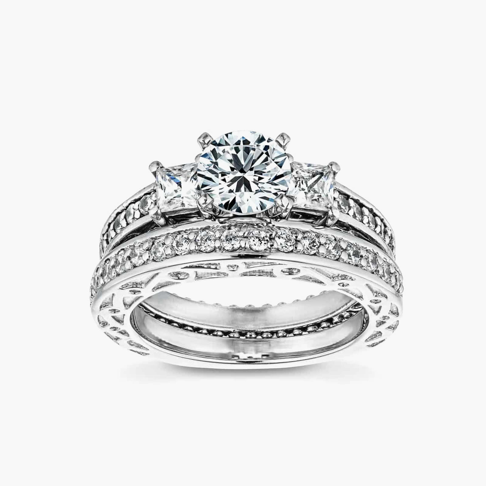 Julie Lab Grown Diamond Three Stone Channel Wedding Set