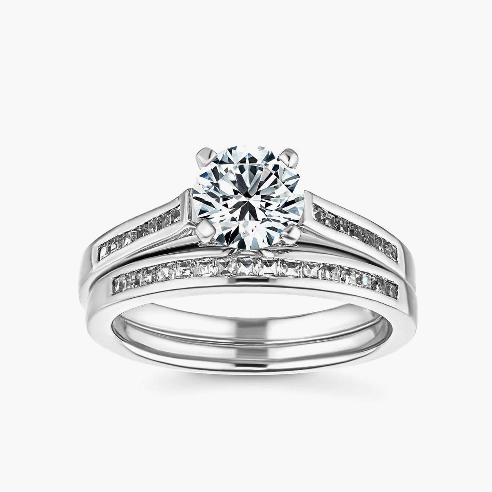 Hazel Lab Grown Diamond Cathedral Channel Wedding Set