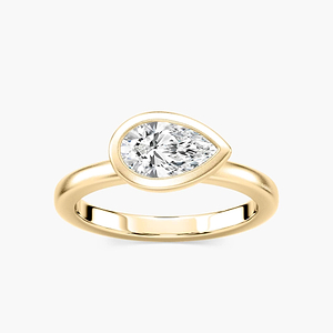 Ruby Pear Lab Grown Diamond Satin Finish Bezel Set Artisan Solitaire Engagement Ring
