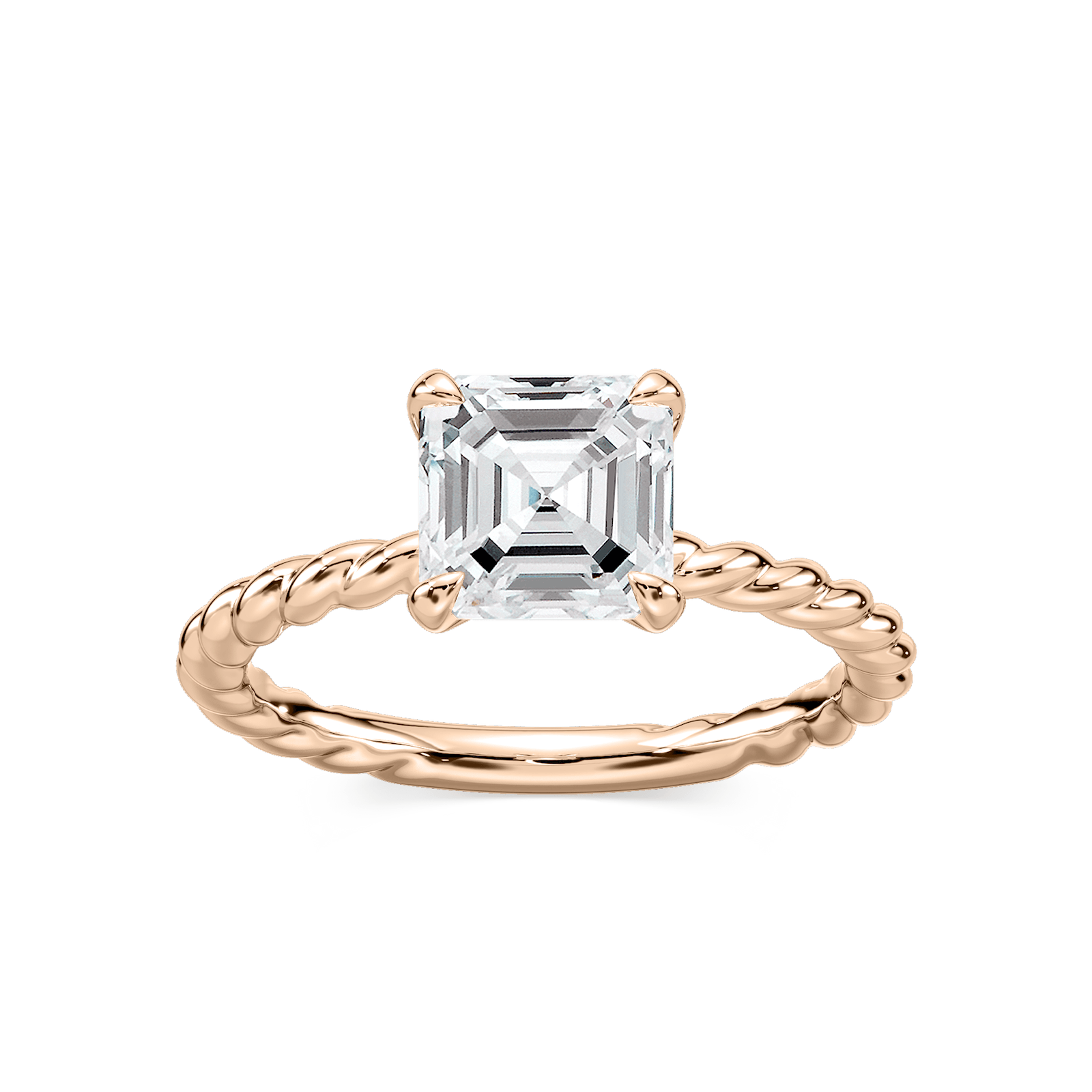 Cali Asscher Lab Grown Diamond Rope Solitaire Engagement Ring