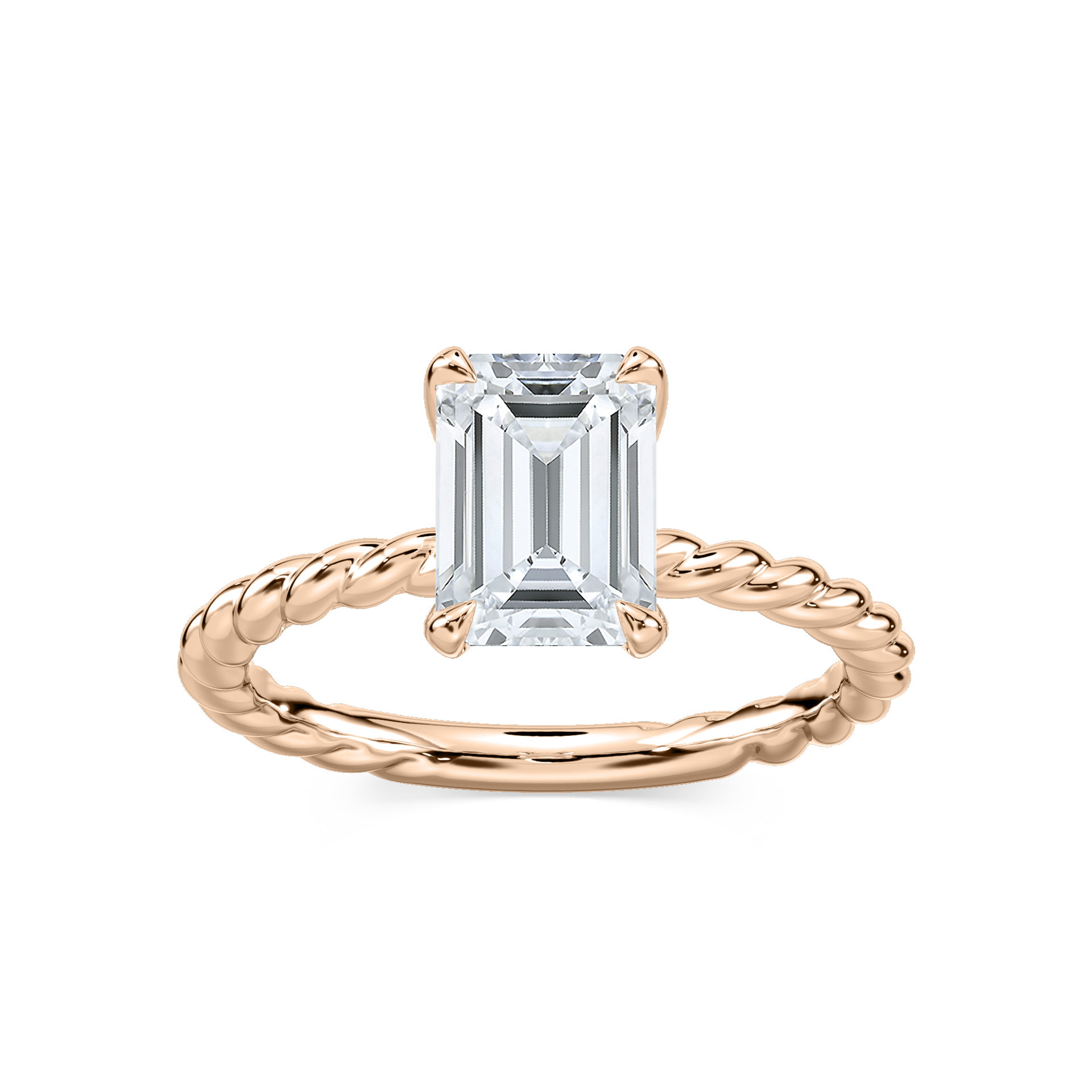 Cali Emerald Lab Grown Diamond Rope Solitaire Engagement Ring