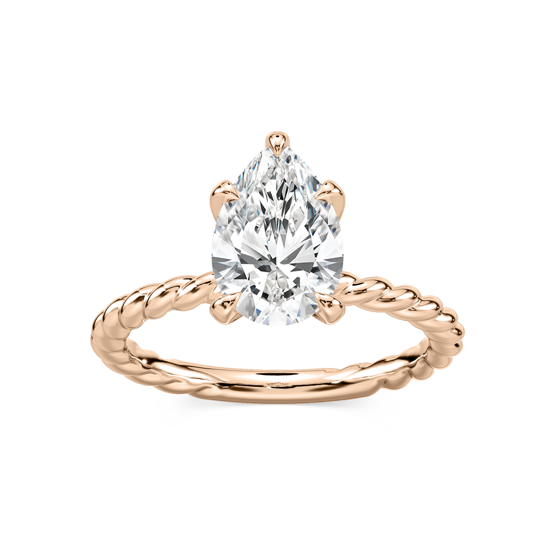 Cali Pear Lab Grown Diamond Rope Solitaire Engagement Ring