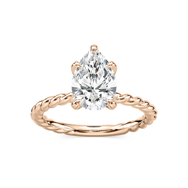 Cali Pear Lab Grown Diamond Rope Solitaire Engagement Ring