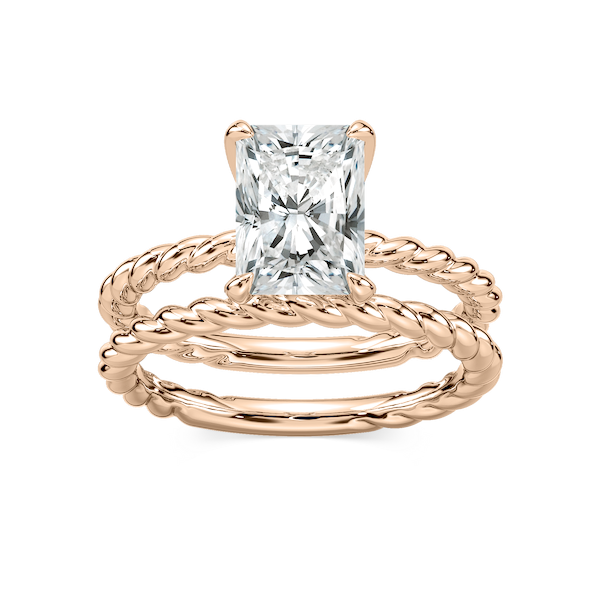 Cali Radiant Lab Grown Diamond Rope Solitaire Engagement Ring