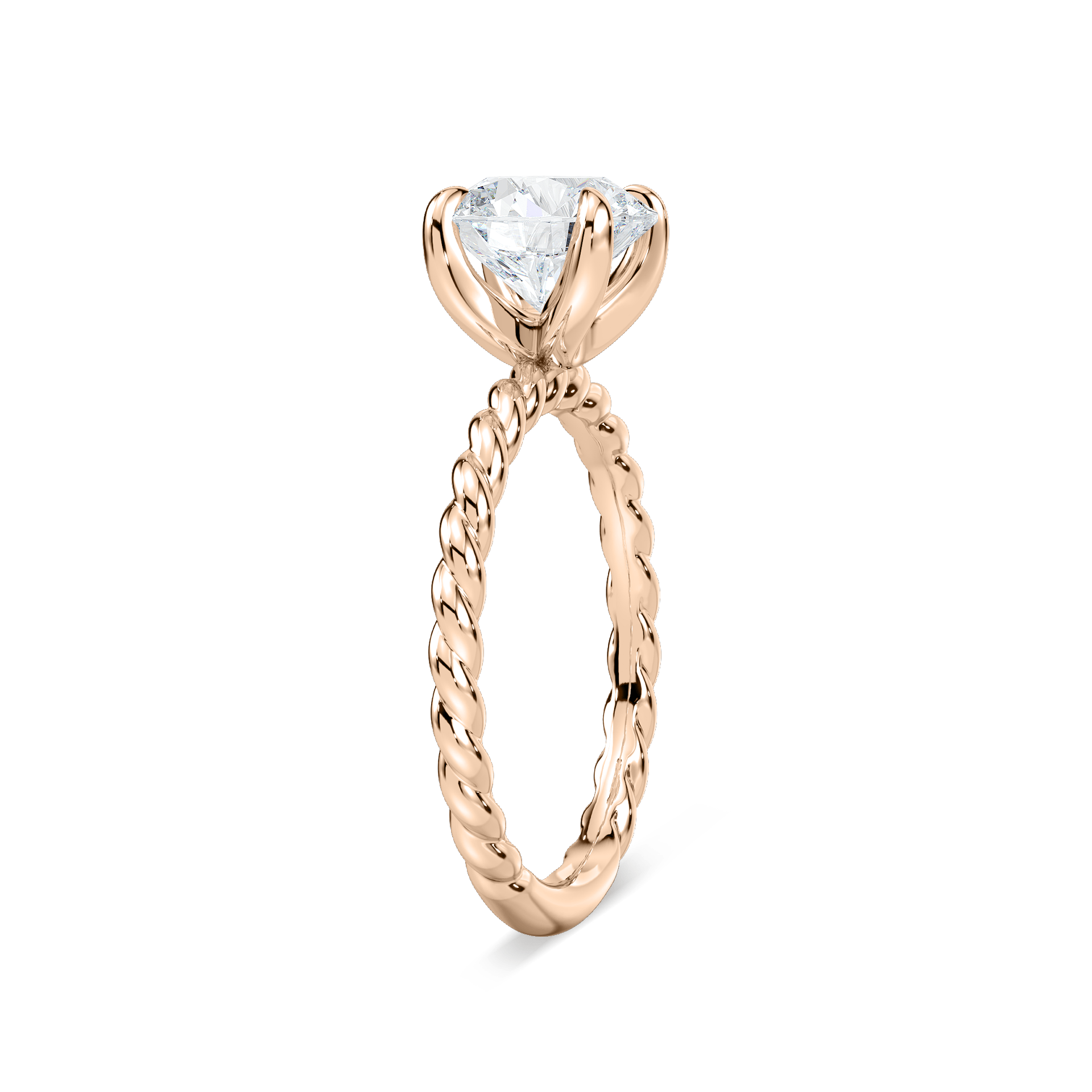 Cali Round Lab Grown Diamond Rope Solitaire Engagement Ring