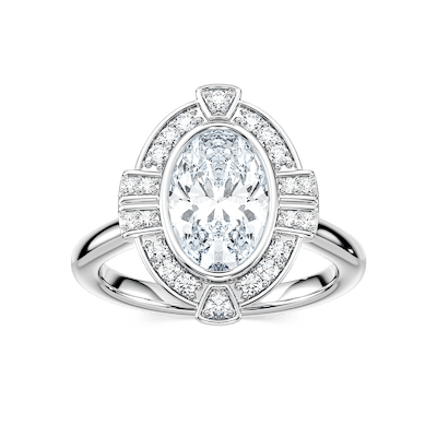 Calla Oval Lab Grown Diamond Vintage Art Deco Halo Engagement Ring