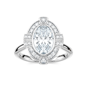 Calla Oval Lab Grown Diamond Vintage Art Deco Halo Engagement Ring