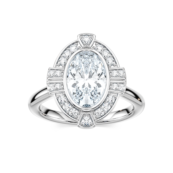 Calla Oval Lab Grown Diamond Vintage Art Deco Halo Engagement Ring