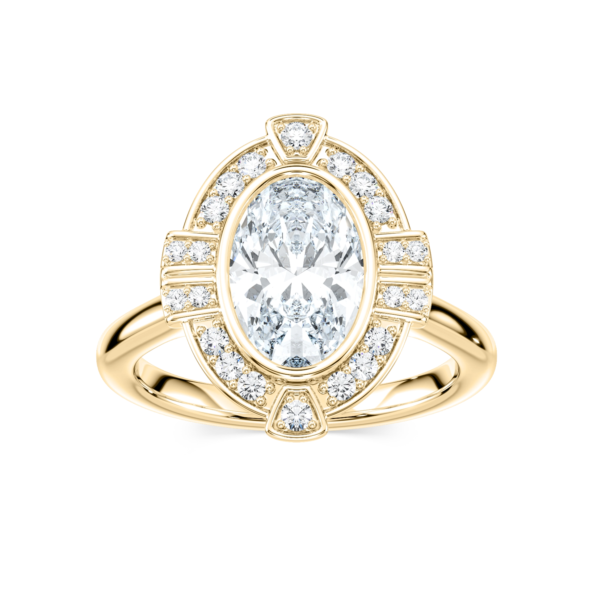 Calla Oval Lab Grown Diamond Vintage Art Deco Halo Engagement Ring