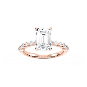Callie Emerald Lab Grown Diamond Single Shared Prong Hidden Halo Engagement Ring