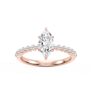 Callie Marquise Lab Grown Diamond Single Shared Prong Hidden Halo Engagement Ring