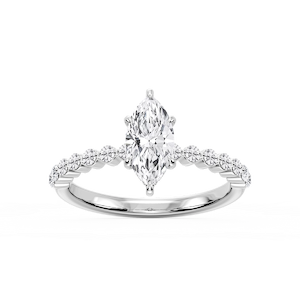 Callie Marquise Lab Grown Diamond Single Shared Prong Hidden Halo Engagement Ring