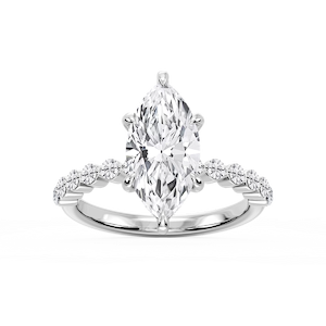Callie Marquise Lab Grown Diamond Single Shared Prong Hidden Halo Engagement Ring