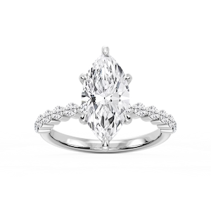 Callie Marquise Lab Grown Diamond Single Shared Prong Hidden Halo Engagement Ring