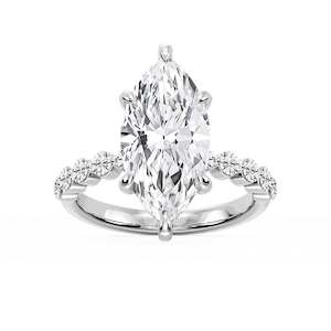 Callie Marquise Lab Grown Diamond Single Shared Prong Hidden Halo Engagement Ring