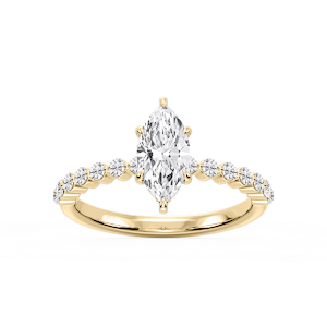 Callie Marquise Lab Grown Diamond Single Shared Prong Hidden Halo Engagement Ring