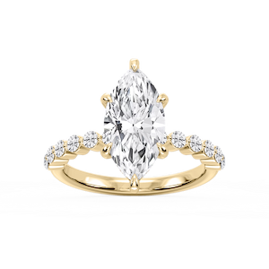Callie Marquise Lab Grown Diamond Single Shared Prong Hidden Halo Engagement Ring