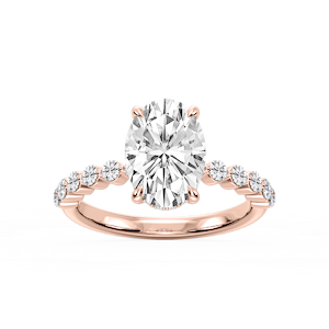 Callie Oval Lab Grown Diamond Single Shared Prong Hidden Halo Engagement Ring