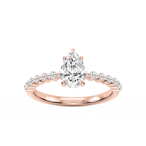 Callie Pear Lab Grown Diamond Single Shared Prong Hidden Halo Engagement Ring