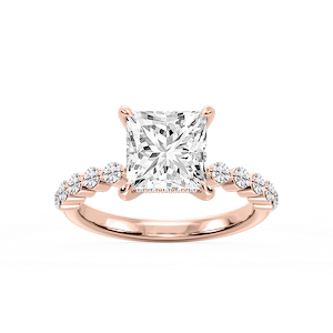 Callie Princess Lab Grown Diamond Single Shared Prong Hidden Halo Engagement Ring