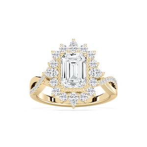 Calliope 2 ³⁄₄ ctw Emerald Lab Grown Diamond Milgrain Vintage Halo Engagement Ring