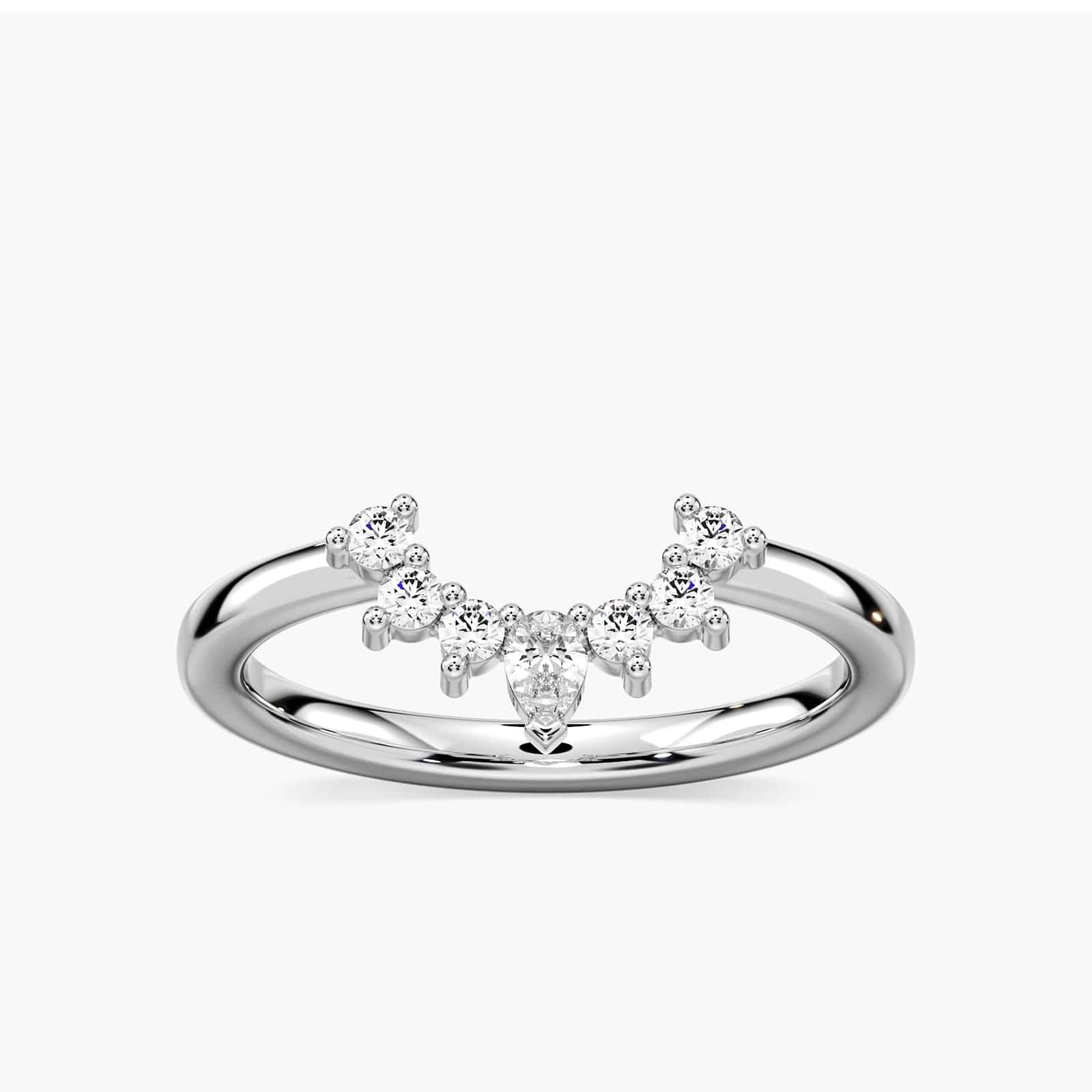 The Camilla Band in recycled 14k white gold | Curved diamond wedding band to match a solitaire engagement ring