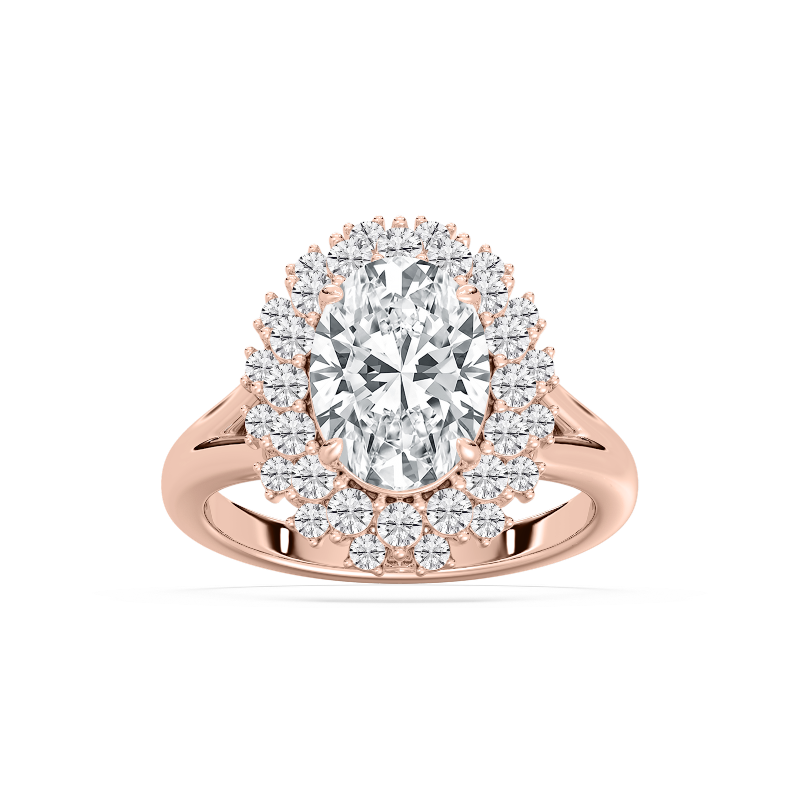 Campbell 3 ¾ ctw Oval Lab Grown Diamond Halo Split Shank Engagement Ring