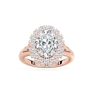 Campbell 3 ⅞ ctw Oval Lab Grown Diamond Halo Split Shank Engagement Ring