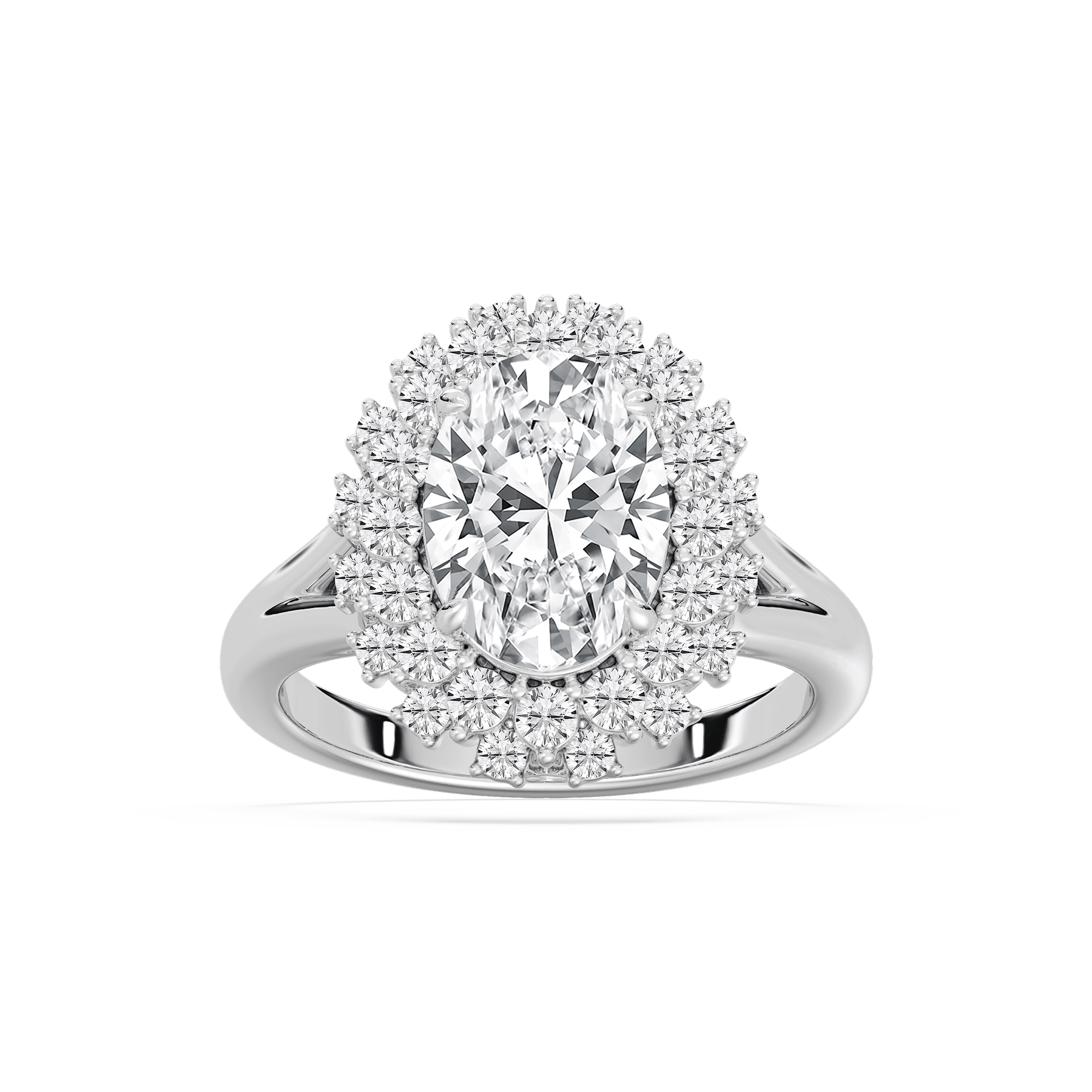 Campbell 3 ¾ ctw Oval Lab Grown Diamond Halo Split Shank Engagement Ring