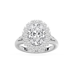 Campbell 3 ⅞ ctw Oval Lab Grown Diamond Halo Split Shank Engagement Ring
