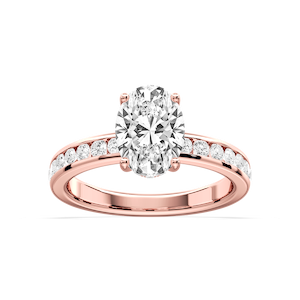 Candice Oval Lab Grown Diamond Channel Set Hidden Halo Engagement Ring