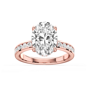 Candice Oval Lab Grown Diamond Channel Set Hidden Halo Engagement Ring