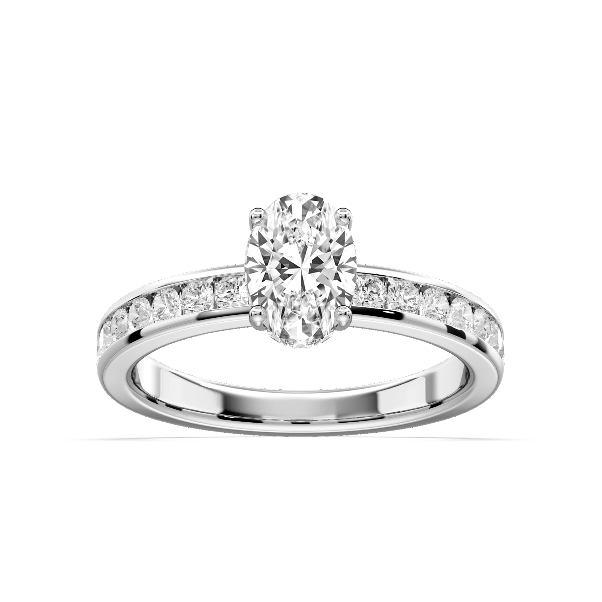 Candice Oval Lab Grown Diamond Channel Set Hidden Halo Engagement Ring