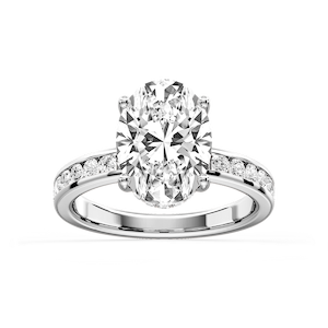 Candice Oval Lab Grown Diamond Channel Set Hidden Halo Engagement Ring