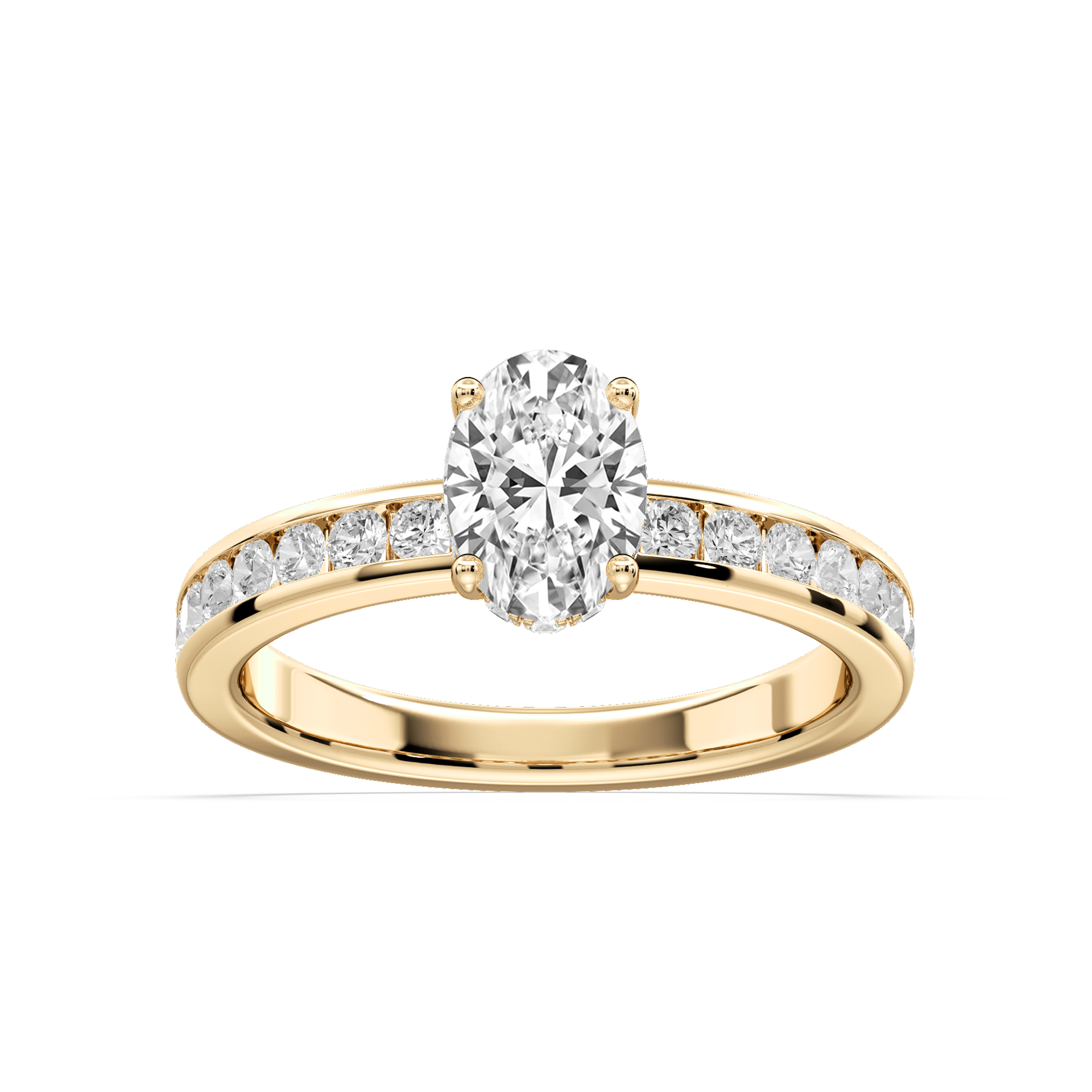 Candice Oval Lab Grown Diamond Channel Set Hidden Halo Engagement Ring